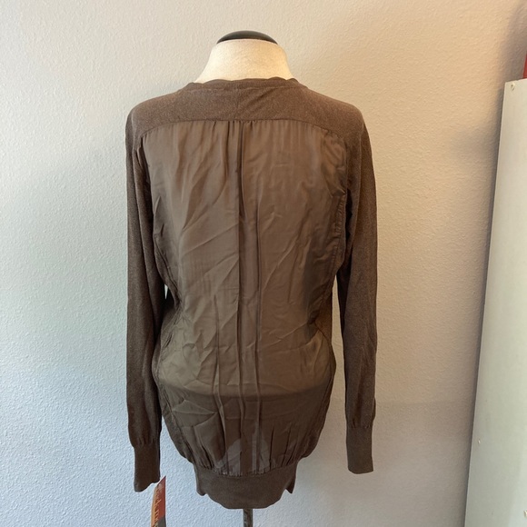 NWT ALPHA Massimo Rebecchi Brown Thin Knit Sheer Silk Back Cardigan Size 46 - Picture 5 of 12